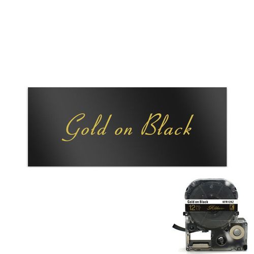 Ruban Attro Satin SFR12SK SFR12RZ,12mm,Compatible pour Epson SFR12PK SFR12ZK SFR12GZ SFR12KZ SFR12PZ pour Epson LW-300 400 - Type Gold on Black