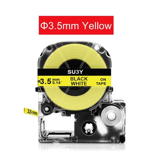Tube thermorétractable SU5S SU5Y pour Epson LK-4WBA5 LK-4YBA5 SU3W SU3Y SU11S SU11Y 3.5/5/11mm Bande pour Epson LW-300 LW-400 Étiqueteuse - Type 3.5mm Yellow