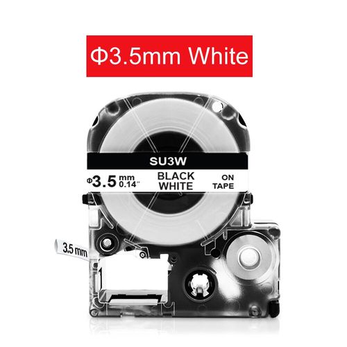 Tube thermorétractable SU5S SU5Y pour Epson LK-4WBA5 LK-4YBA5 SU3W SU3Y SU11S SU11Y 3.5/5/11mm Bande pour Epson LW-300 LW-400 Étiqueteuse - Type 3.5mm White