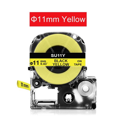 Tube thermorétractable SU5S SU5Y pour Epson LK-4WBA5 LK-4YBA5 SU3W SU3Y SU11S SU11Y 3.5/5/11mm Bande pour Epson LW-300 LW-400 Étiqueteuse - Type 11mm Yellow