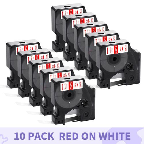 IBOQVZG-Étiqueteuse pour Dymo D1,Label Manager,Rubans,10PK,12mm,45010,45013,45018,45022,45021,LM,120P,160,210D - Type 10PK Red on White-12mm