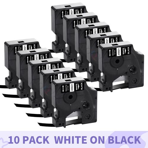 IBOQVZG-Étiqueteuse pour Dymo D1,Label Manager,Rubans,10PK,12mm,45010,45013,45018,45022,45021,LM,120P,160,210D - Type 10PK White on Black-9mm