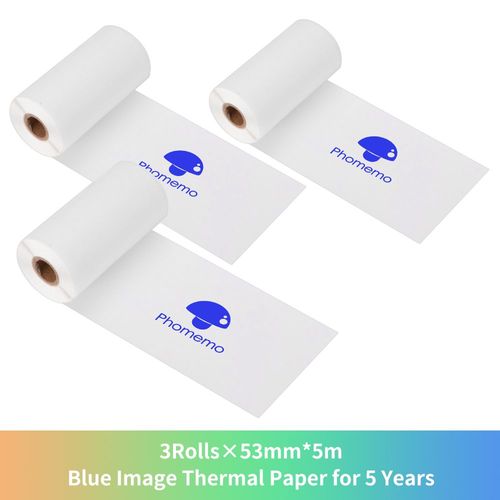 Phomemo-Papier Autocollant Thermique Imprimable,Étiquette Autocollante pour Imprimante,iPhone Photo,M02,M02S,M02 Pro - Type Blue Image 5 years