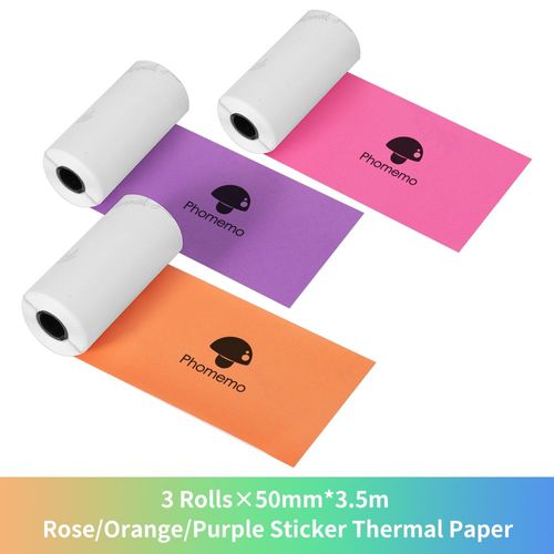 Phomemo-Papier Autocollant Thermique Imprimable,Étiquette Autocollante pour Imprimante,iPhone Photo,M02,M02S,M02 Pro - Type Rose Orange Purple