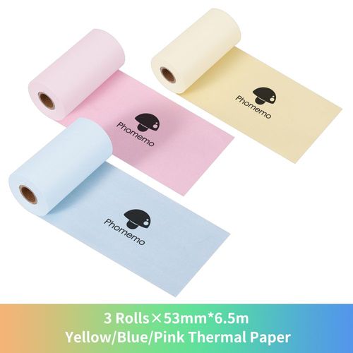 Phomemo-Papier Autocollant Thermique Imprimable,Étiquette Autocollante pour Imprimante,iPhone Photo,M02,M02S,M02 Pro - Type Yellow Blue Pink