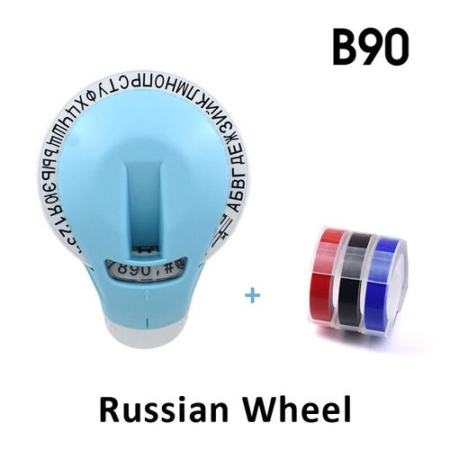 Imprimante d'étiquettes manuelle B90 pour Dymo 12965 E101,gaufrage 3D,9mm,roue russe,polonaise et espagnole - Type Russian Wheel