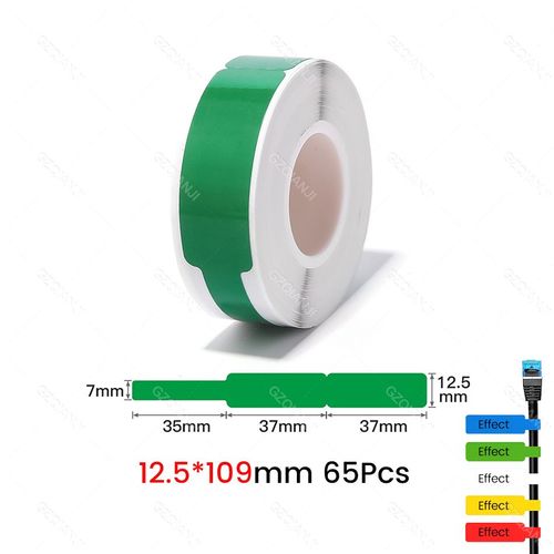NIIMBOT-Rouleaux d'étiquettes autocollantes pour mini imprimante,papiers thermiques,câble étanche,blanc,coloré,D11,D101,D110 - Type 1Roll Green Cable