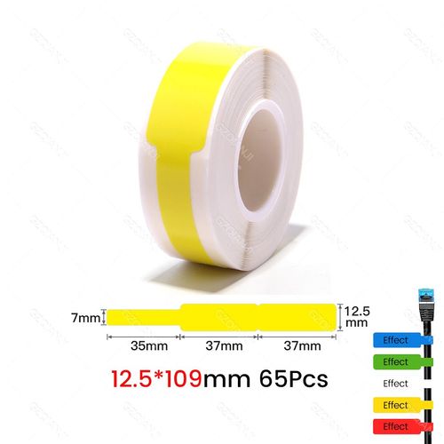 NIIMBOT-Rouleaux d'étiquettes autocollantes pour mini imprimante,papiers thermiques,câble étanche,blanc,coloré,D11,D101,D110 - Type 1Roll Yellow Cable