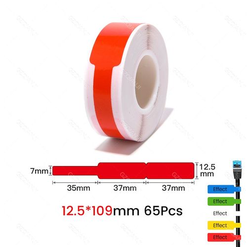 NIIMBOT-Rouleaux d'étiquettes autocollantes pour mini imprimante,papiers thermiques,câble étanche,blanc,coloré,D11,D101,D110 - Type 1Roll Red Cable