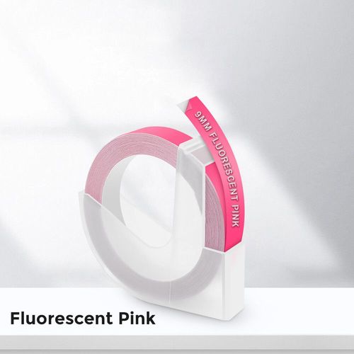 pour étiqueteuse manuelle Dymo,étiqueteuse,ruban de gaufrage 3D,étiqueteuse Motex E101,9mm,12965,1610,1 pièce - Type W on Flu.Pink-9mm