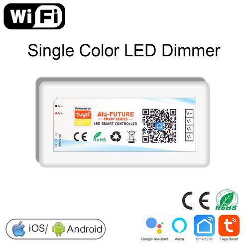 Tuya Zigbee Wifi Contrôleur LED Gradateur intelligent pour bande lumineuse LED 5 V 12 V 24 V DIM CCT RGB RGBW RGBCCT Support de bande LED Alexa Google Assistant Contrôle vo - Type WIFI Single Color #B