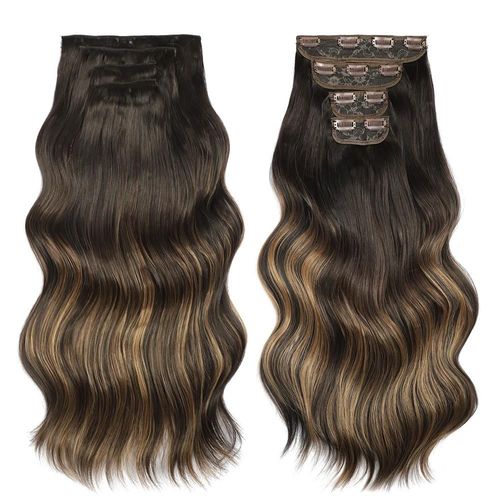 22 Pouces Extensions Capillaires Synthtiques Ondules Bio  Clips,22 Pouces,4 Pices/Lot,220g,Blondes,Tte Complte,Rsistantes  La Chaleur,Pour Femmes