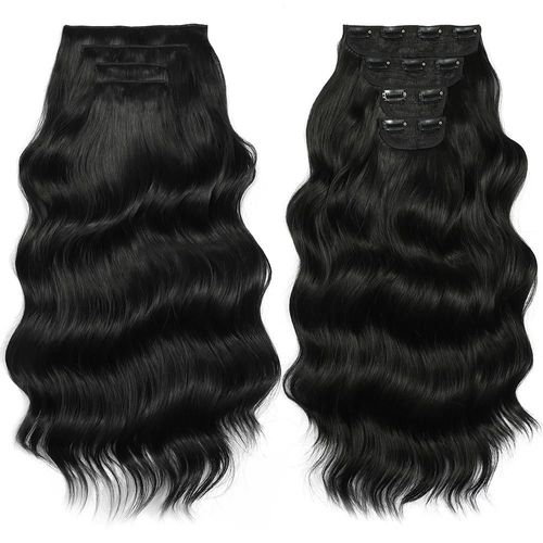 22 Pouces Extensions Capillaires Synthtiques Ondules Bio  Clips,22 Pouces,4 Pices/Lot,220g,Blondes,Tte Complte,Rsistantes  La Chaleur,Pour Femmes
