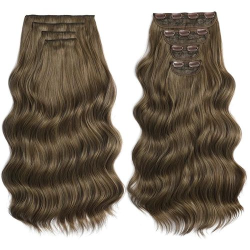 22 Pouces Extensions Capillaires Synthtiques Ondules Bio  Clips,22 Pouces,4 Pices/Lot,220g,Blondes,Tte Complte,Rsistantes  La Chaleur,Pour Femmes
