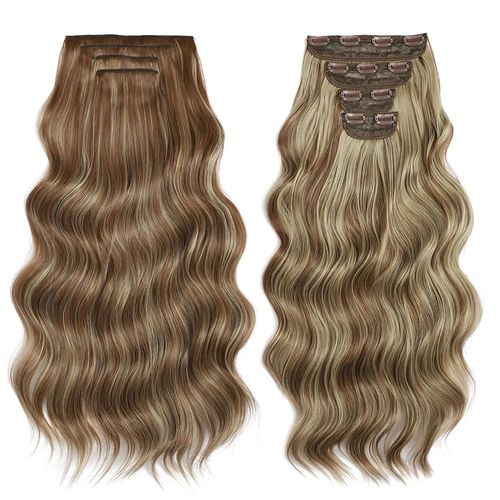22 Pouces Extensions Capillaires Synthtiques Ondules Bio  Clips,22 Pouces,4 Pices/Lot,220g,Blondes,Tte Complte,Rsistantes  La Chaleur,Pour Femmes