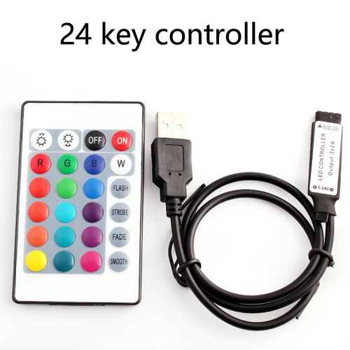Contrôleur de bande LED RVB,USB 5V,mini 24 touches,3 touches,mini contrôle,gradateur simple pour 5050,3528,2835,5V,4 broches - Type 24 Key Controller