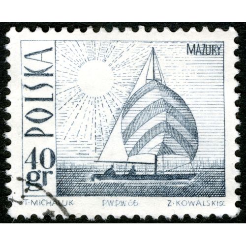 Timbre Oblitéré Polska, Mazury, Michaluk, Kowalski, 1966, 40 Gr