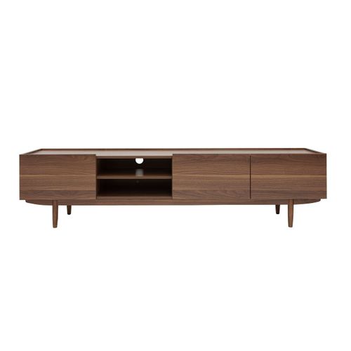 Meuble Tv Avec Portes En Bois Foncé L180 Cm Sanaa