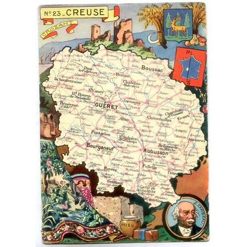 Carte Postale - Carte Du Département De La Creuse - 23
