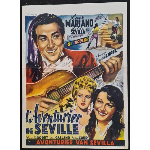 L'aventurier De Séville - Film 1954 Réalisé Par Ladislao Vajda Avec Luis Mariano, Danielle Godet - Affiche De Cinéma Originale Belge 48x35 Cm - Movie Poster