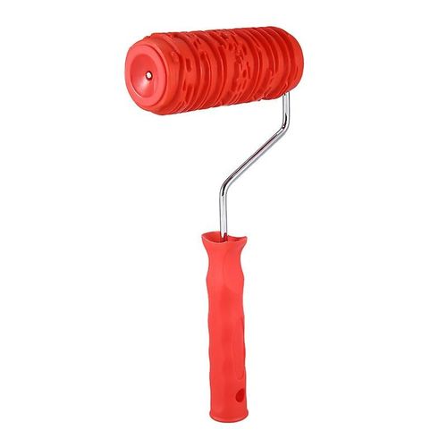 6 Inch Painting Roller with Handle Rubber Wood Pattern Graining Knurling Tool for Wall Decoration R