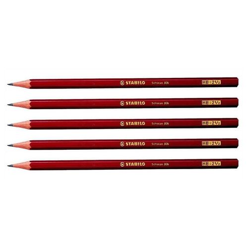 Stabilo Lot De 5 Crayons Papier Swano Héxagonal Tête Coupée Hb