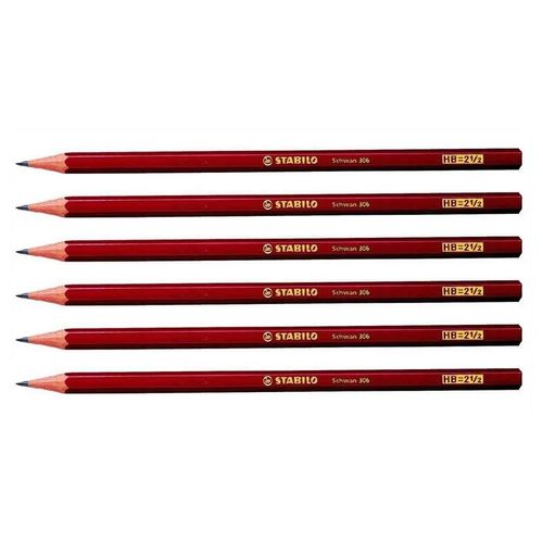 Stabilo Lot De 6 Crayons Papier Swano Héxagonal Tête Coupée Hb