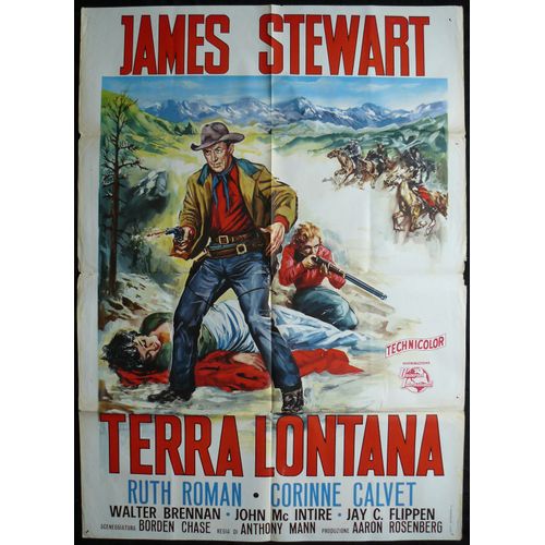 Je Suis Un Aventurier - The Far Country - Anthony Mann - 1954 - 140x100 Cm - Affiche De Cinéma Italienne De 1954 - Movie Poster * James Stewart ; Ruth Roman ; Corinne Calvet * Film Western