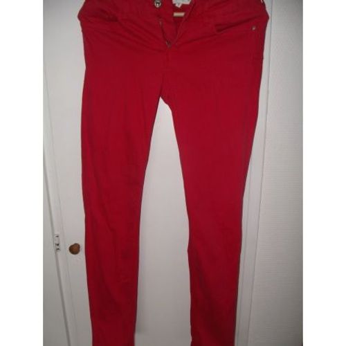 Pantalon Mango Rouge Rose Framboise T38