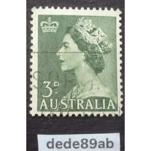 Australie . Timbre 3d Australia . La Reine Elisabeth I I . Oblitéré Used Stamp (1953)