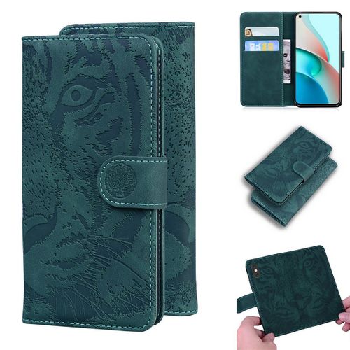 Xiaomi Redmi Note 9t Coque, Saturcase Embossage De Tigre Pu Cuir Magnétique Flip Portefeuille Support Porte-Carte Protecteur Housse Étui Pour Xiaomi Redmi Note 9t (Vert)