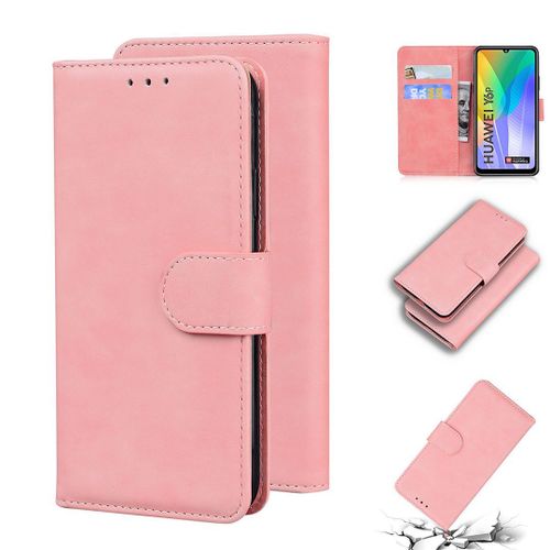 Huawei Y6p Coque, Saturcase Toucher Confortable Pu Cuir Magnétique Flip Portefeuille Support Porte-Carte Protecteur Housse Étui Pour Huawei Y6p (Rose)