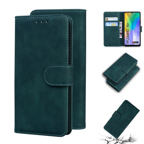 Huawei Y6p Coque, Saturcase Toucher Confortable Pu Cuir Magnétique Flip Portefeuille Support Porte-Carte Protecteur Housse Étui Pour Huawei Y6p (Vert)