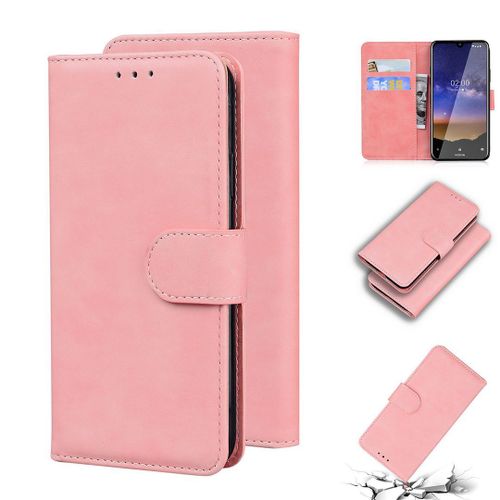 Nokia 2.2 Coque, Saturcase Toucher Confortable Pu Cuir Magnétique Flip Portefeuille Support Porte-Carte Protecteur Housse Étui Pour Nokia 2.2 (Rose)