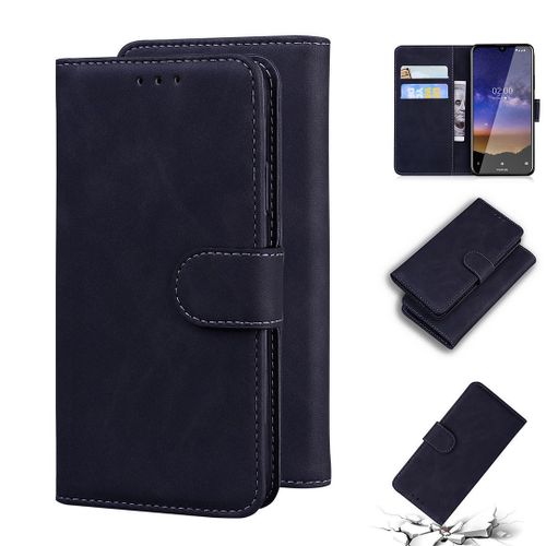 Nokia 2.2 Coque, Saturcase Toucher Confortable Pu Cuir Magnétique Flip Portefeuille Support Porte-Carte Protecteur Housse Étui Pour Nokia 2.2 (Noir)