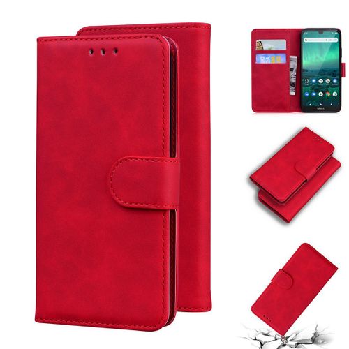 Nokia 1.3 Coque, Saturcase Toucher Confortable Pu Cuir Magnétique Flip Portefeuille Support Porte-Carte Protecteur Housse Étui Pour Nokia 1.3 (Rouge)