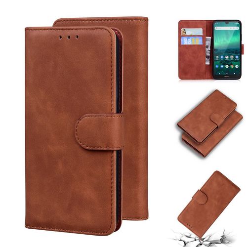 Nokia 1.3 Coque, Saturcase Toucher Confortable Pu Cuir Magnétique Flip Portefeuille Support Porte-Carte Protecteur Housse Étui Pour Nokia 1.3 (Marron)