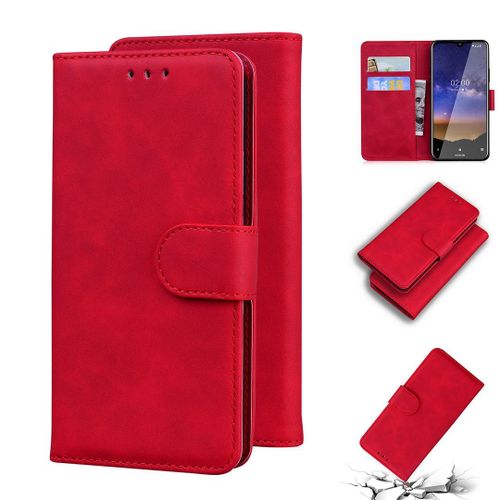 Nokia 2.2 Coque, Saturcase Toucher Confortable Pu Cuir Magnétique Flip Portefeuille Support Porte-Carte Protecteur Housse Étui Pour Nokia 2.2 (Rouge)