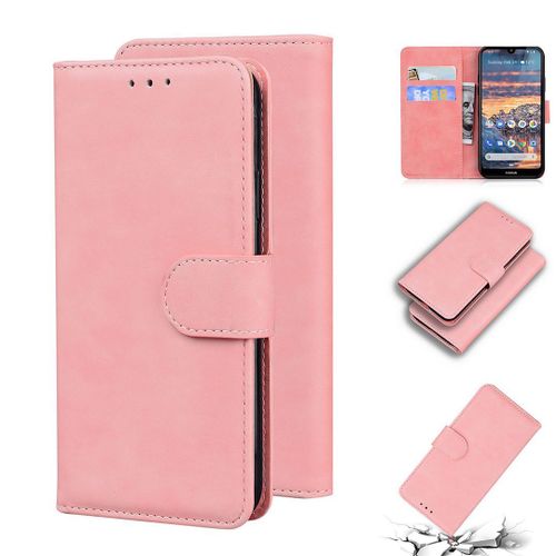 Nokia 4.2 Coque, Saturcase Toucher Confortable Pu Cuir Magnétique Flip Portefeuille Support Porte-Carte Protecteur Housse Étui Pour Nokia 4.2 (Rose)