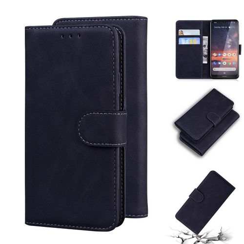 Nokia 3.2 Coque, Saturcase Toucher Confortable Pu Cuir Magnétique Flip Portefeuille Support Porte-Carte Protecteur Housse Étui Pour Nokia 3.2 (Noir)