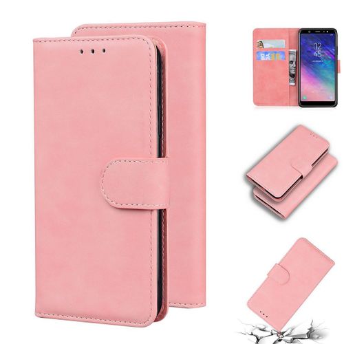 Samsung Galaxy A6 Plus 2018 Coque, Saturcase Toucher Confortable Pu Cuir Magnétique Flip Portefeuille Support Porte-Carte Protecteur Housse Étui Pour Samsung Galaxy A6 Plus 2018 (Rose)