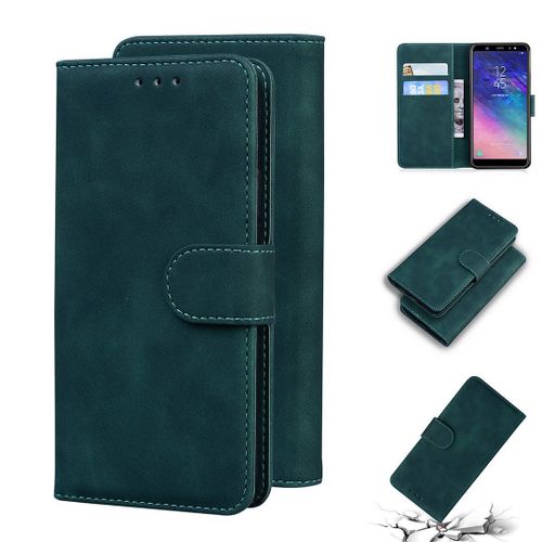 Samsung Galaxy A6 Plus 2018 Coque, Saturcase Toucher Confortable Pu Cuir Magnétique Flip Portefeuille Support Porte-Carte Protecteur Housse Étui Pour Samsung Galaxy A6 Plus 2018 (Vert)