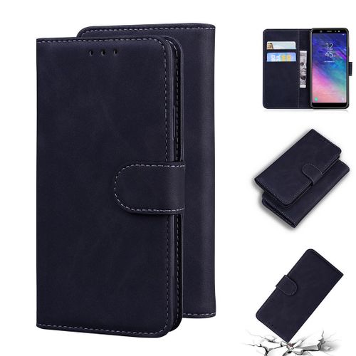 Samsung Galaxy A6 Plus 2018 Coque, Saturcase Toucher Confortable Pu Cuir Magnétique Flip Portefeuille Support Porte-Carte Protecteur Housse Étui Pour Samsung Galaxy A6 Plus 2018 (Noir)