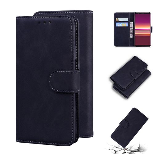 Sony Xperia 5 Coque, Saturcase Toucher Confortable Pu Cuir Magnétique Flip Portefeuille Support Porte-Carte Protecteur Housse Étui Pour Sony Xperia 5 (Noir)