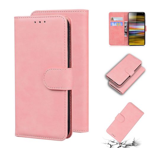 Sony Xperia 10 Plus Coque, Saturcase Toucher Confortable Pu Cuir Magnétique Flip Portefeuille Support Porte-Carte Protecteur Housse Étui Pour Sony Xperia 10 Plus (Rose)
