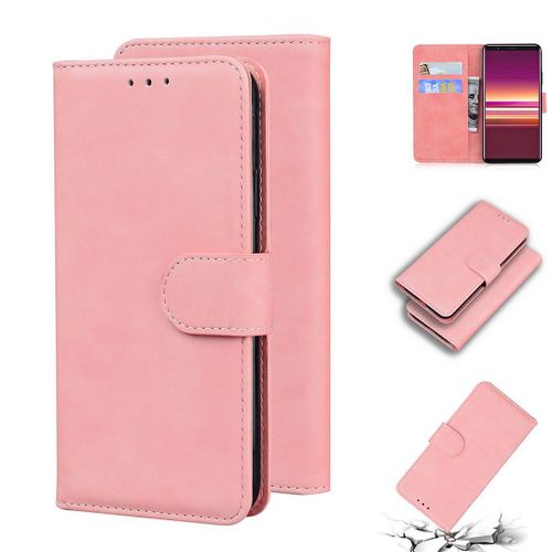 Sony Xperia 5 Coque, Saturcase Toucher Confortable Pu Cuir Magnétique Flip Portefeuille Support Porte-Carte Protecteur Housse Étui Pour Sony Xperia 5 (Rose)
