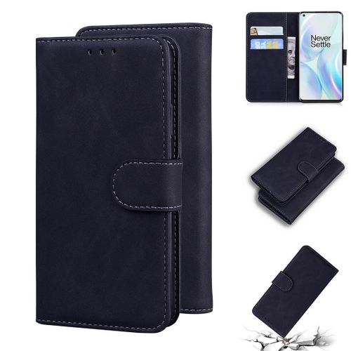 Oneplus 8 Coque, Saturcase Toucher Confortable Pu Cuir Magnétique Flip Portefeuille Support Porte-Carte Protecteur Housse Étui Pour Oneplus 8 (Noir)