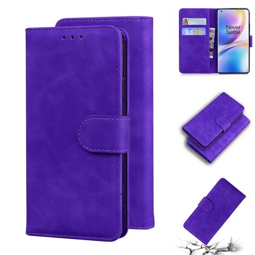 Oneplus 8 Pro Coque, Saturcase Toucher Confortable Pu Cuir Magnétique Flip Portefeuille Support Porte-Carte Protecteur Housse Étui Pour Oneplus 8 Pro (Violet)