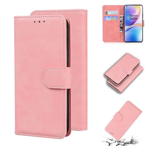 Oneplus 8 Pro Coque, Saturcase Toucher Confortable Pu Cuir Magnétique Flip Portefeuille Support Porte-Carte Protecteur Housse Étui Pour Oneplus 8 Pro (Rose)