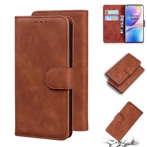 Oneplus 8 Pro Coque, Saturcase Toucher Confortable Pu Cuir Magnétique Flip Portefeuille Support Porte-Carte Protecteur Housse Étui Pour Oneplus 8 Pro (Marron)